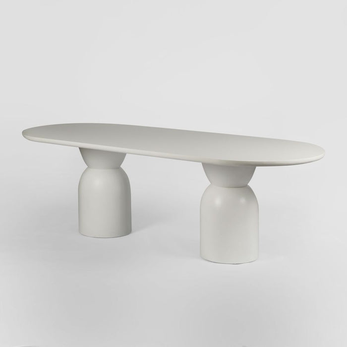 Olive Oval Sungkai Wood Dining Table White - KITMRDFUR0119