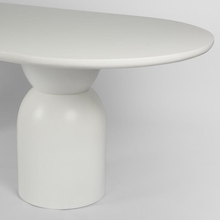 Olive Oval Sungkai Wood Dining Table White - KITMRDFUR0119