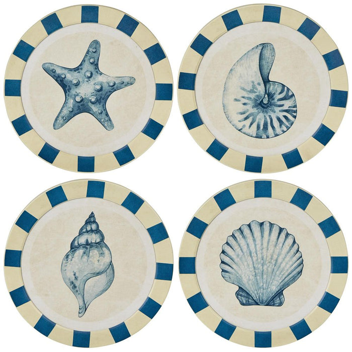 Seashells Round Set of 4 Wall Art Blue - DA0892