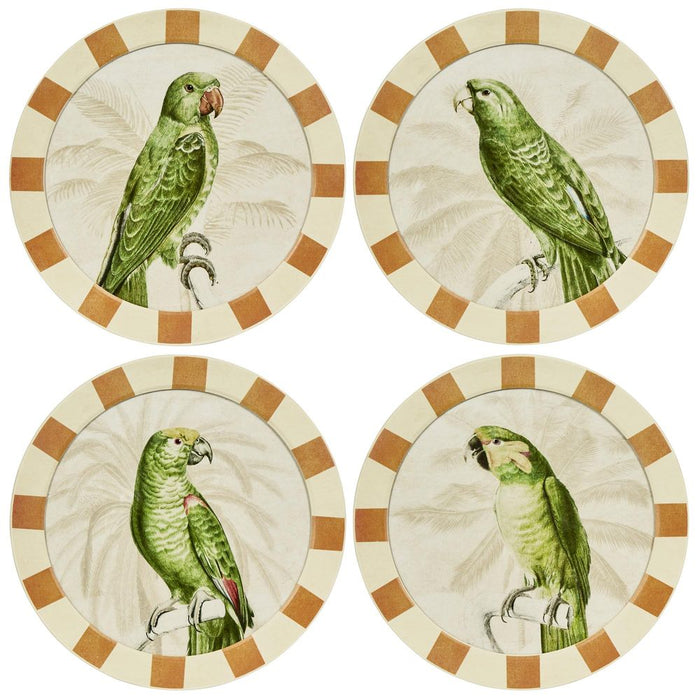 Parrots Round Set of 4 Wall Art Multi Colour - DA0893