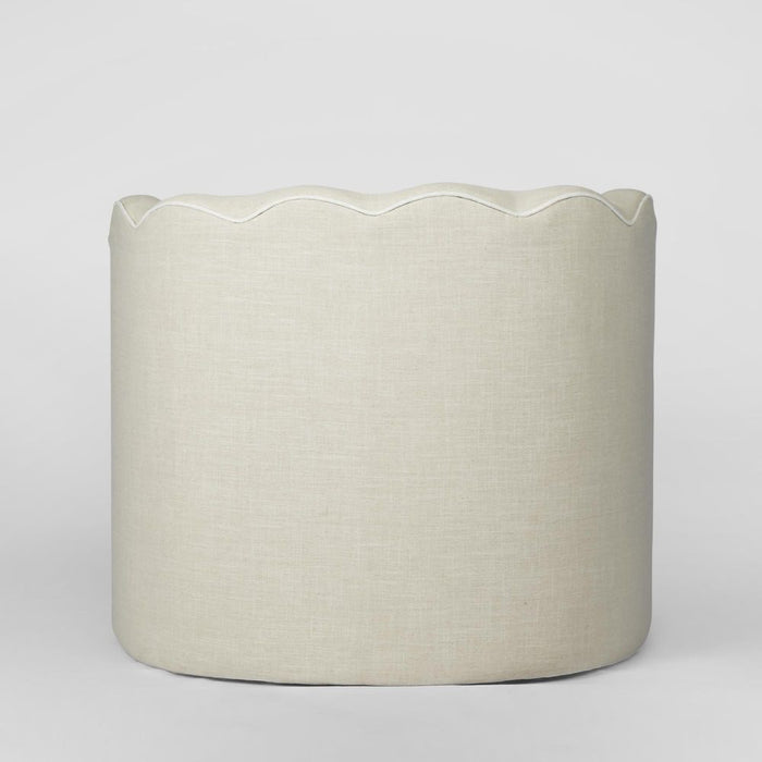 Camille Scallop Armchair With White Piping Natural & Cream - FUR0212