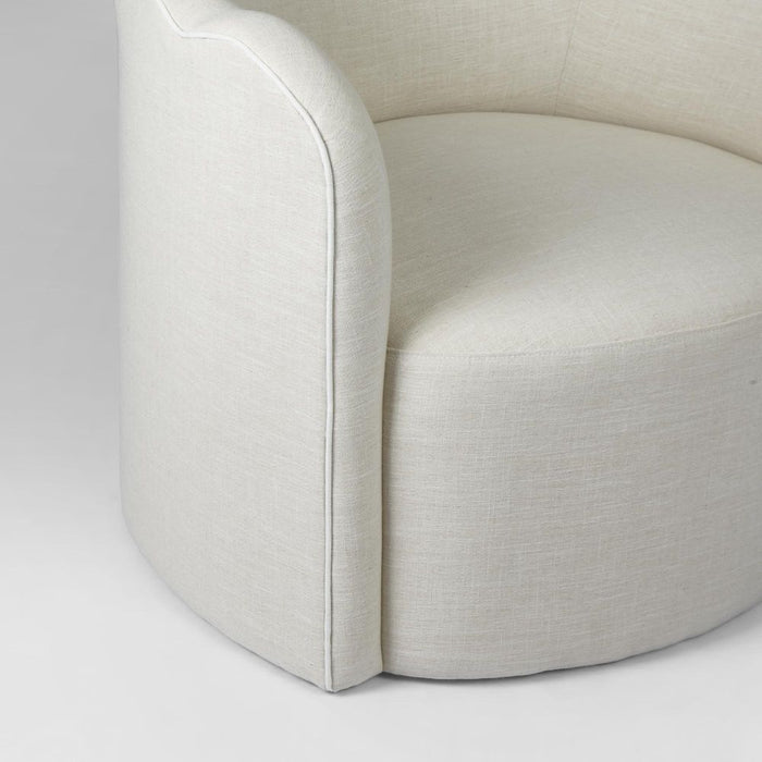 Camille Scallop Armchair With White Piping Natural & Cream - FUR0212