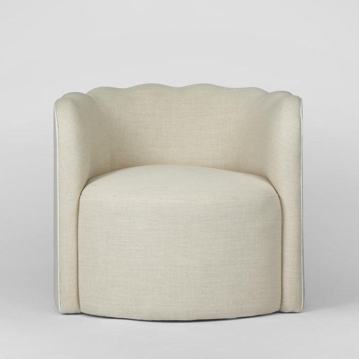 Camille Scallop Armchair With White Piping Natural & Cream - FUR0212