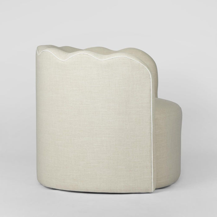 Camille Scallop Armchair With White Piping Natural & Cream - FUR0212