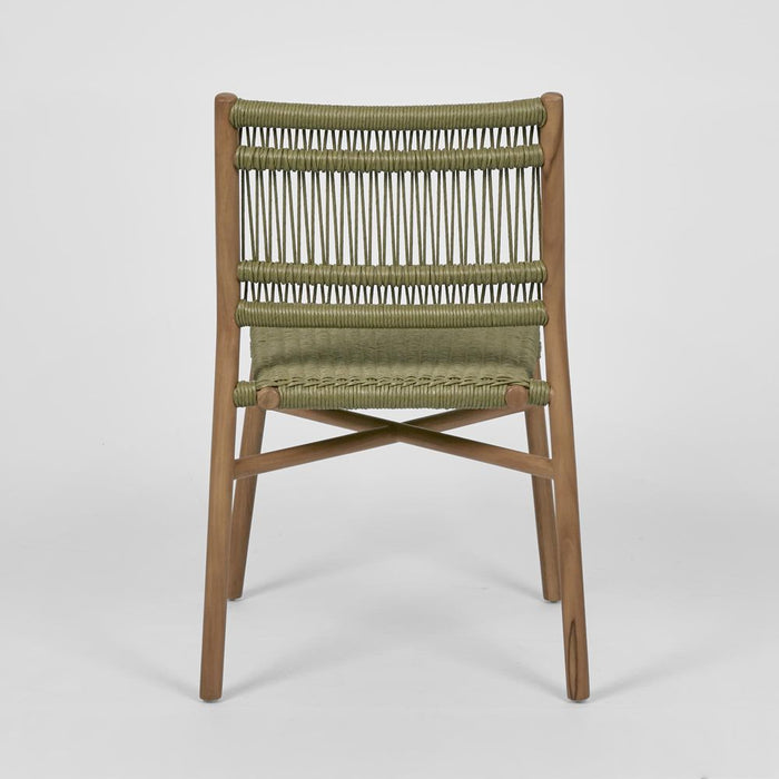 Wategos Teak Wood Outdoor Dining Chair Olive Green & Natural - FUR0235