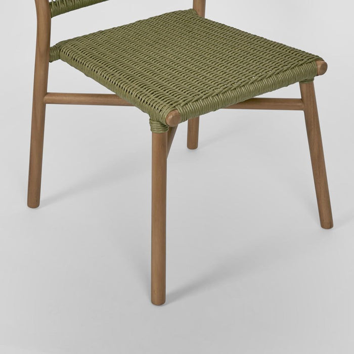 Wategos Teak Wood Outdoor Dining Chair Olive Green & Natural - FUR0235