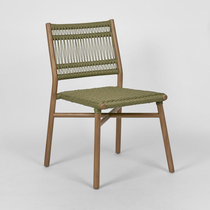 Wategos Teak Wood Outdoor Dining Chair Olive Green & Natural - FUR0235