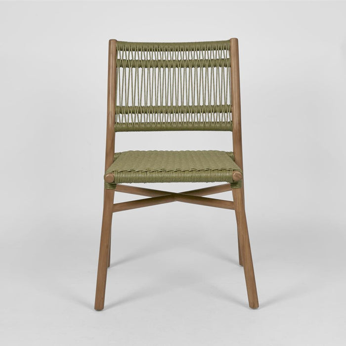 Wategos Teak Wood Outdoor Dining Chair Olive Green & Natural - FUR0235