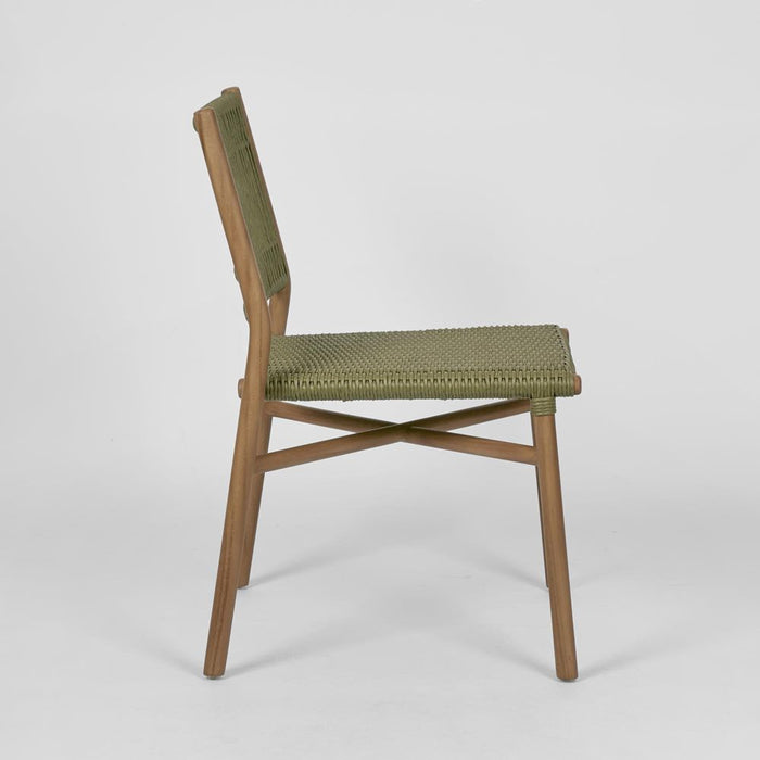 Wategos Teak Wood Outdoor Dining Chair Olive Green & Natural - FUR0235