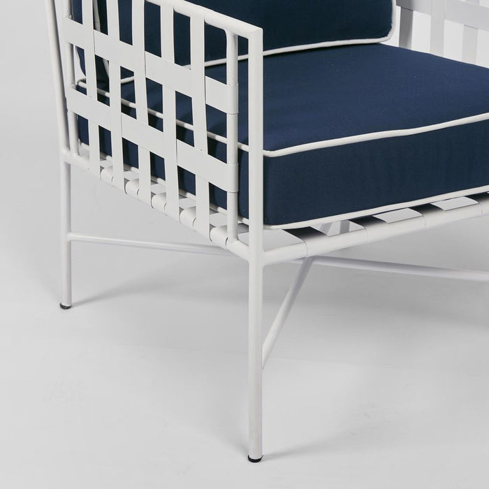 Sheffield Outdoor Lounge Chair White and Navy - FUR0253