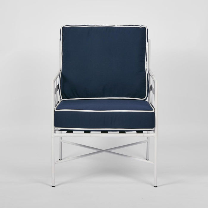 Sheffield Outdoor Lounge Chair White and Navy - FUR0253