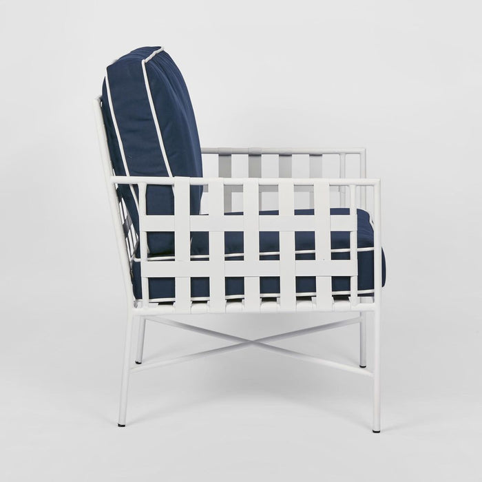 Sheffield Outdoor Lounge Chair White and Navy - FUR0253