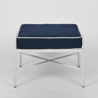 Sheffield Outdoor Ottoman White and Navy - FUR0255
