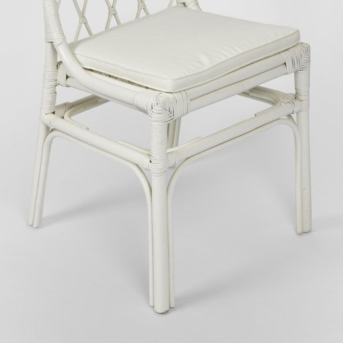 Brighton Rattan Dining Chair With Cushion White - FUR0214