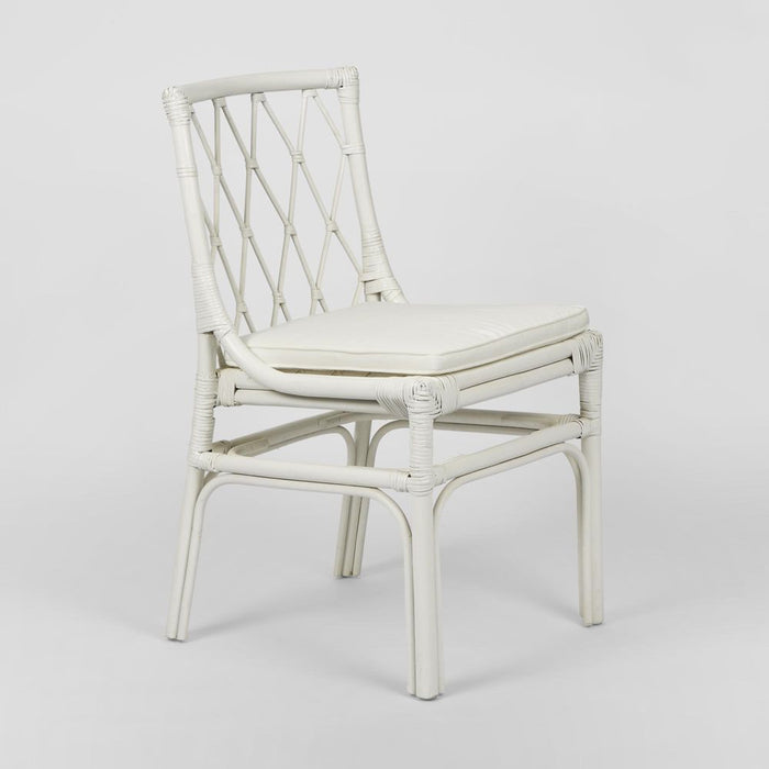 Brighton Rattan Dining Chair With Cushion White - FUR0214