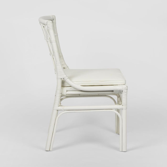 Brighton Rattan Dining Chair With Cushion White - FUR0214