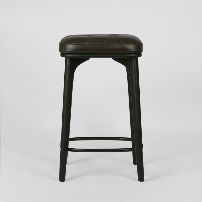 Carlton Ashwood Leather Bar Stool Black - FUR0245