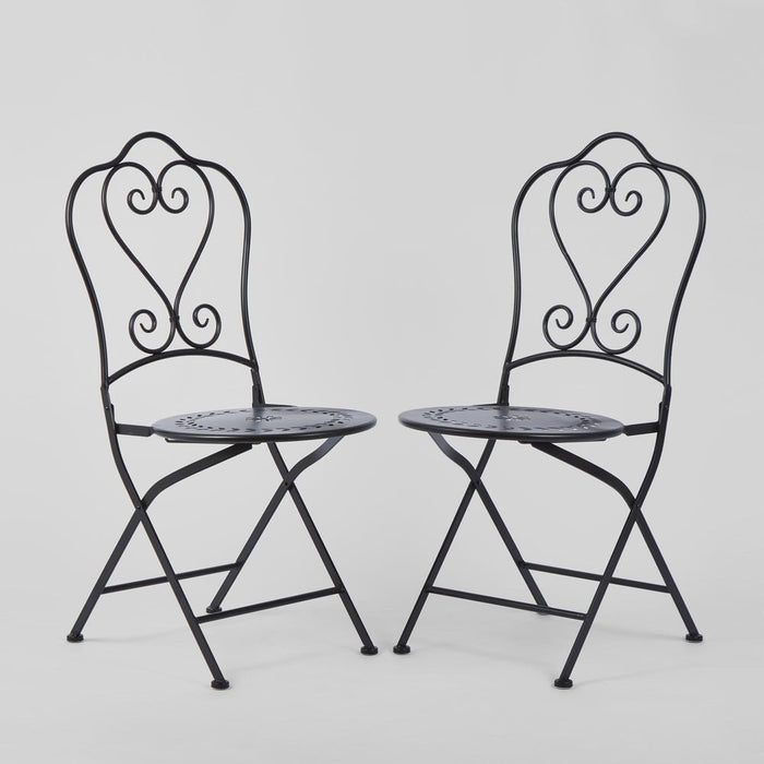 Annabel Folding Iron Outdoor Chair Black - FUR198