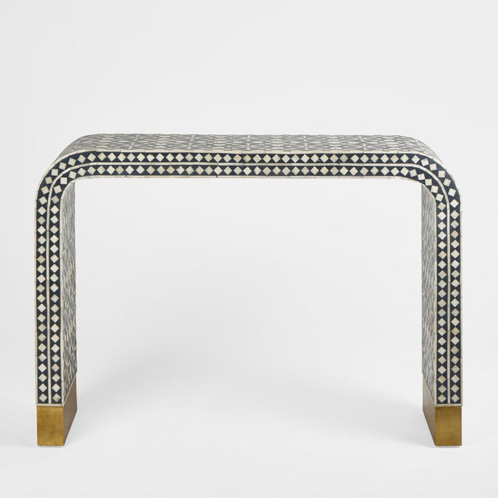 Adina Bone Inlay Console Table Grey & White - FUR0183