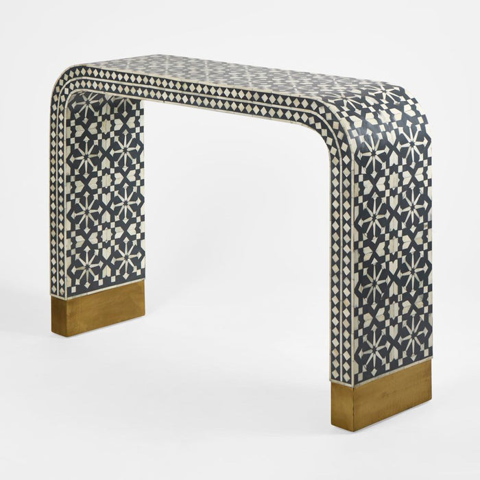 Adina Bone Inlay Console Table Grey & White - FUR0183