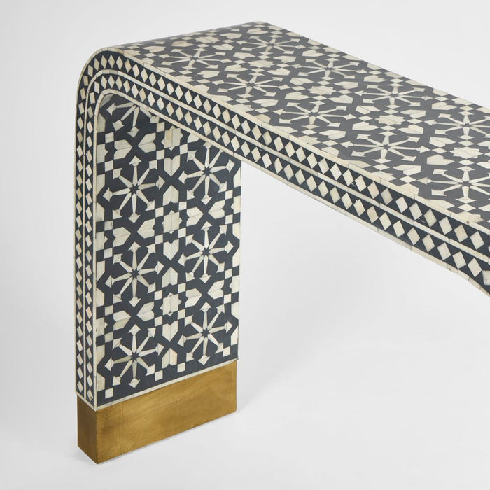 Adina Bone Inlay Console Table Grey & White - FUR0183