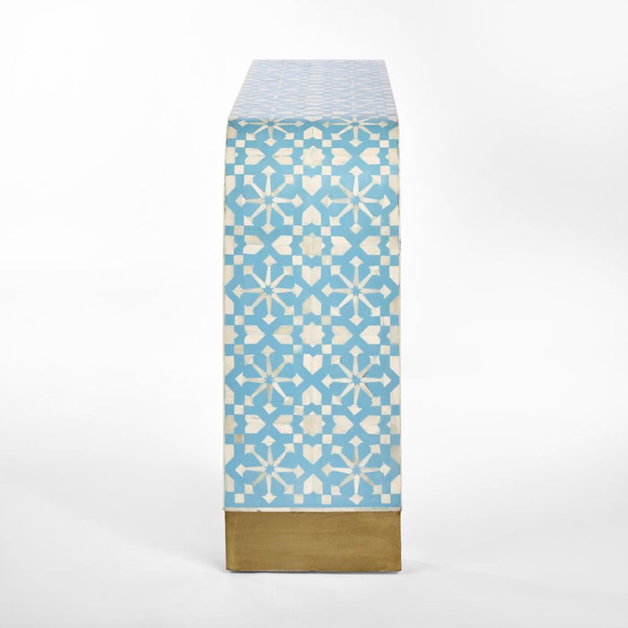 Adina Bone Inlay Console Table Aqua - FUR0185