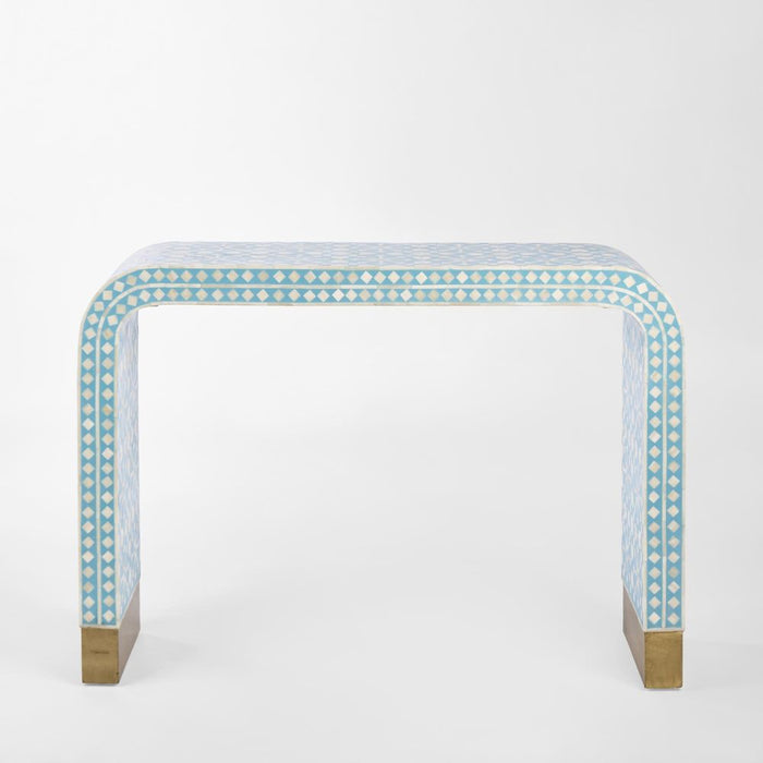 Adina Bone Inlay Console Table Aqua - FUR0185