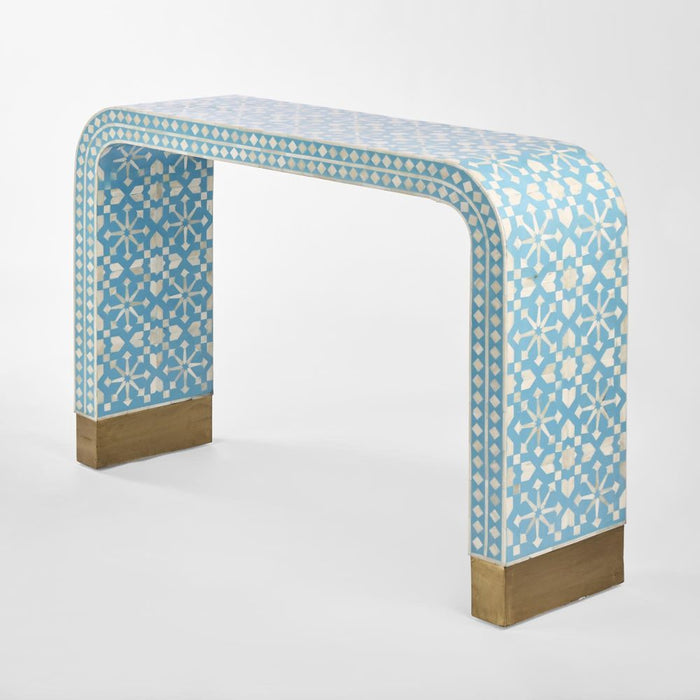 Adina Bone Inlay Console Table Aqua - FUR0185
