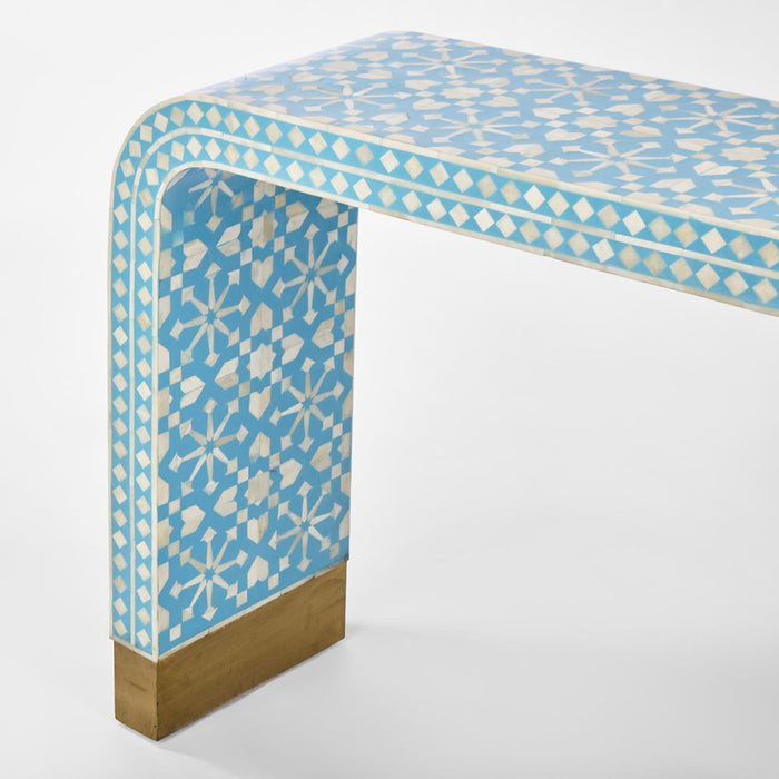 Adina Bone Inlay Console Table Aqua - FUR0185