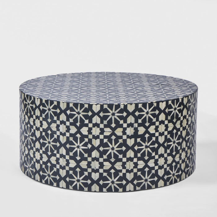 Adina Bone Inlay Round Coffee Table Grey - FUR0186