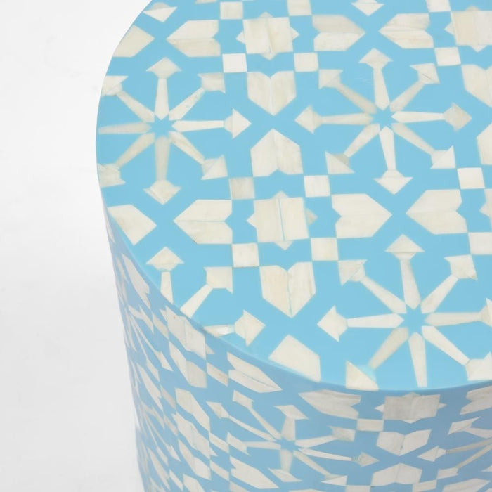Adina Bone Inlay Side Table Aqua - FUR0189