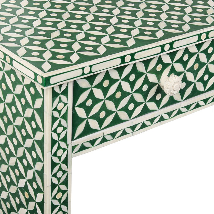 Stella Bone Inlay Console Table Green & White - FUR0192GR