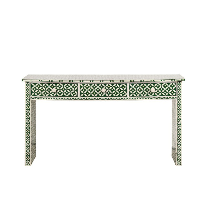 Stella Bone Inlay Console Table Green & White - FUR0192GR