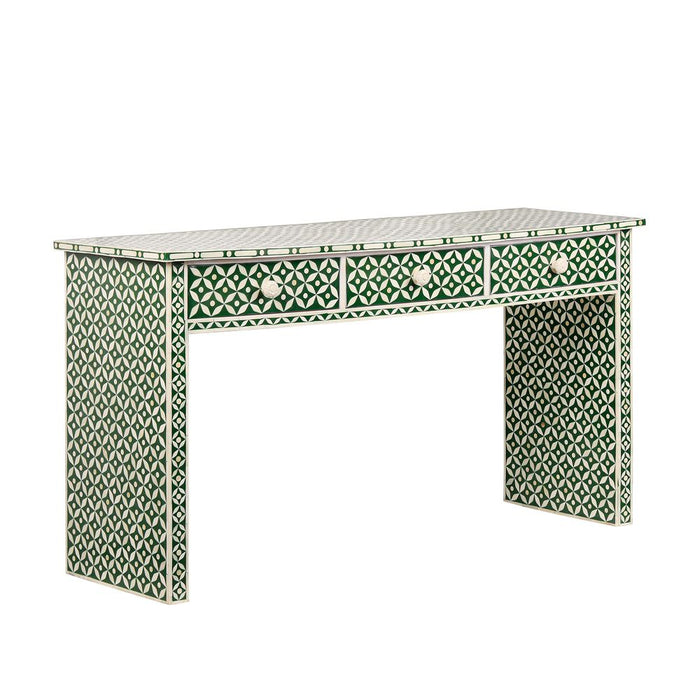 Stella Bone Inlay Console Table Green & White - FUR0192GR