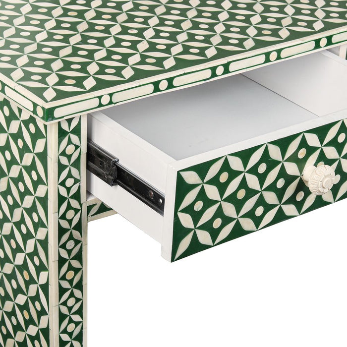 Stella Bone Inlay Console Table Green & White - FUR0192GR