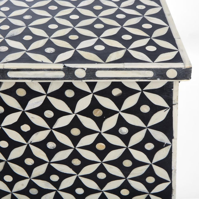 Stella Bone Inlay Chest of 5 Drawers Black & White - FUR0193