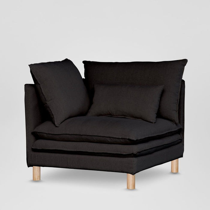 Aura Corner Sofa Base With Cover Black - KITMRDFUR0131BK