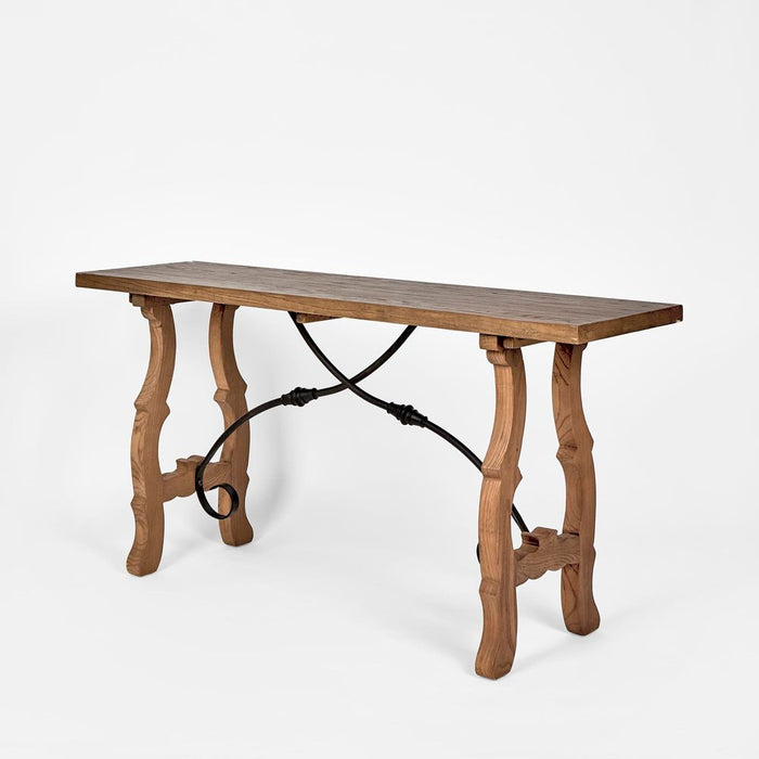 Spanish Wood Console Table Antique Oak Natural - PPFUR1457AO