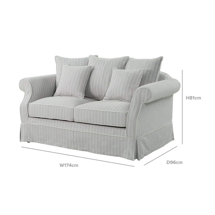 Avalon Hamptons 2 Seat Sofa Cloud Stripe Slip Cover Grey - OWFL0302CS-2C