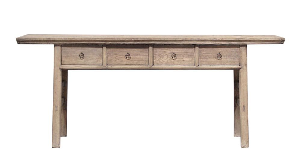 Shanxi Elm Wood 130 Years Old Console Table With Drawers Natural - FUR760823