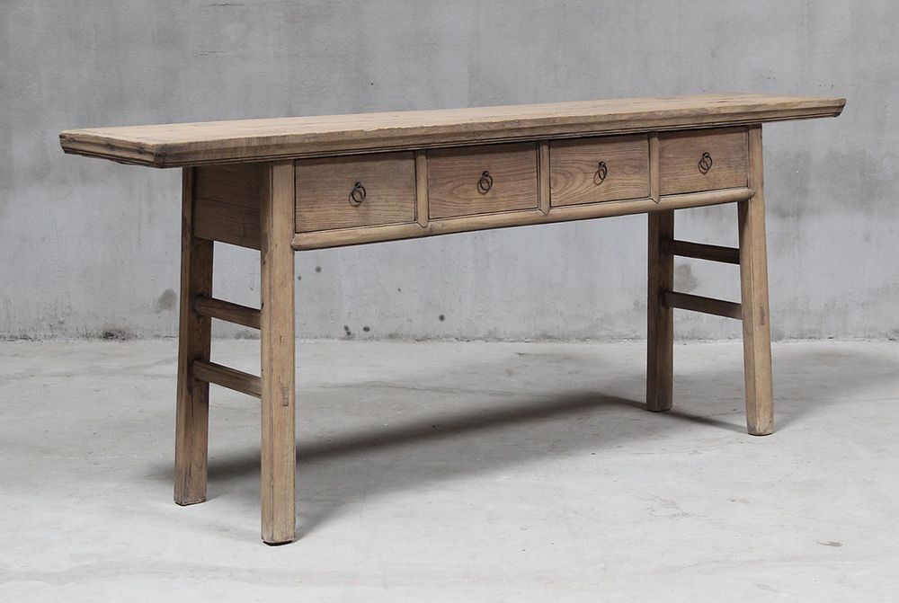 Shanxi Elm Wood 130 Years Old Console Table With Drawers Natural - FUR760823