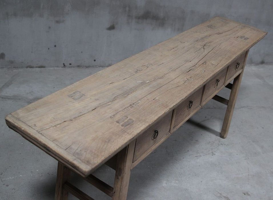 Shanxi Elm Wood 130 Years Old Console Table With Drawers Natural - FUR760823