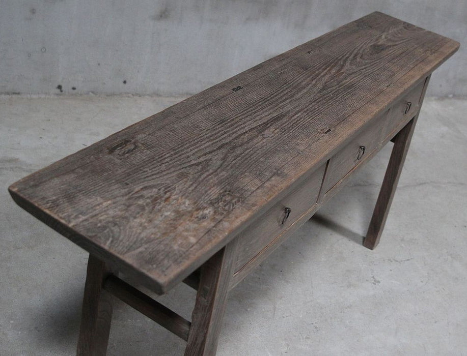 Shanxi Elm Wood 130 Years Old Console Table With Drawers Natural - FUR620124