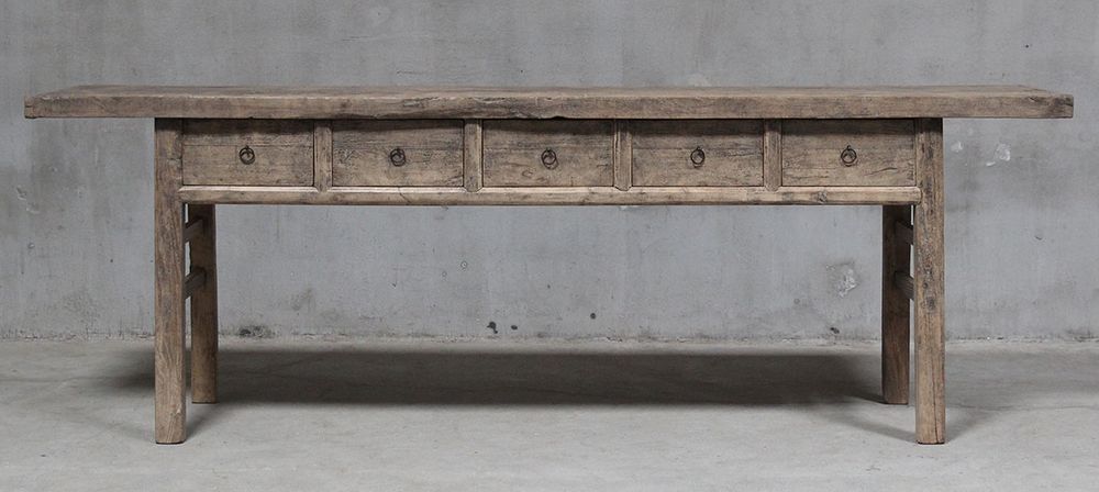 Shanxi Elm Wood 130 Years Old Console Table With Drawers Natural - FUR650624