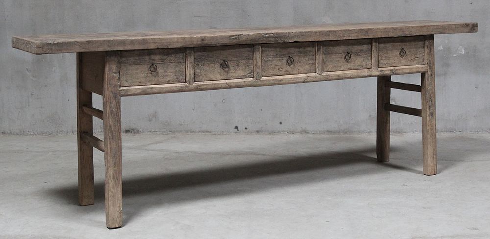 Shanxi Elm Wood 130 Years Old Console Table With Drawers Natural - FUR650624
