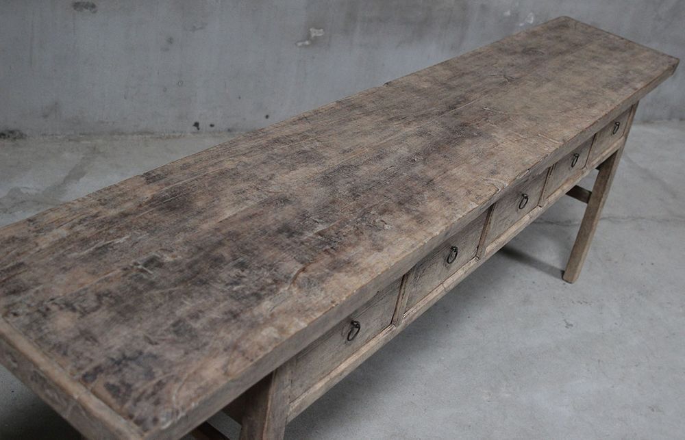Shanxi Elm Wood 130 Years Old Console Table With Drawers Natural - FUR650624