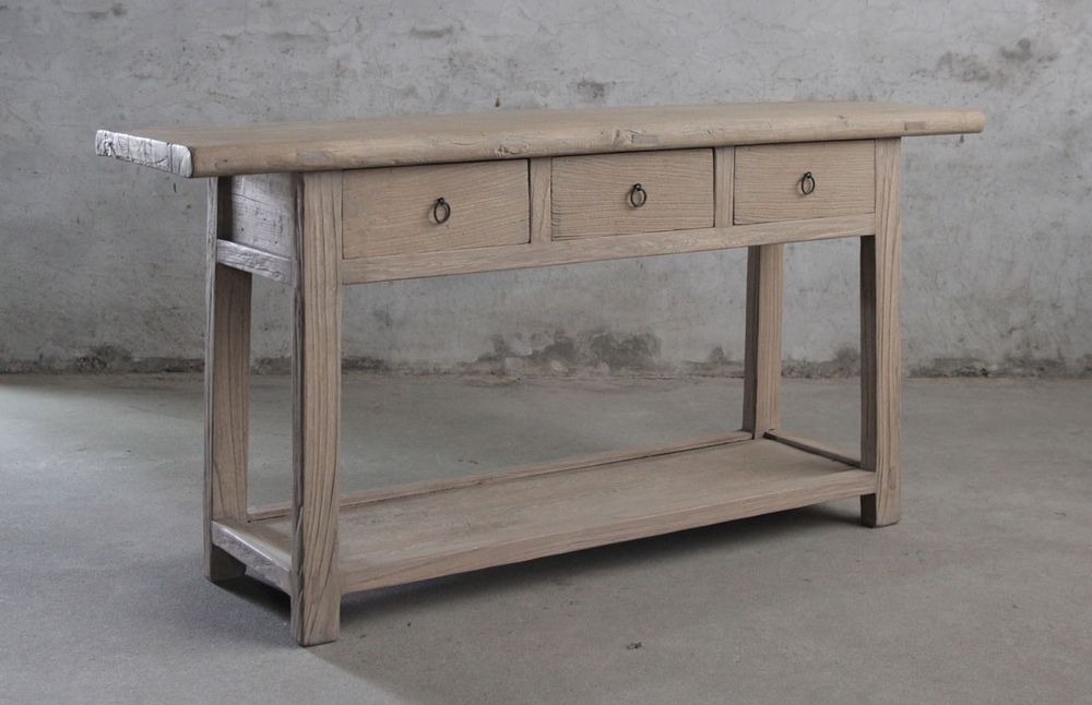 Tianjin Old Elm Wood Console with 3 Drawers Natural - FUR1391122