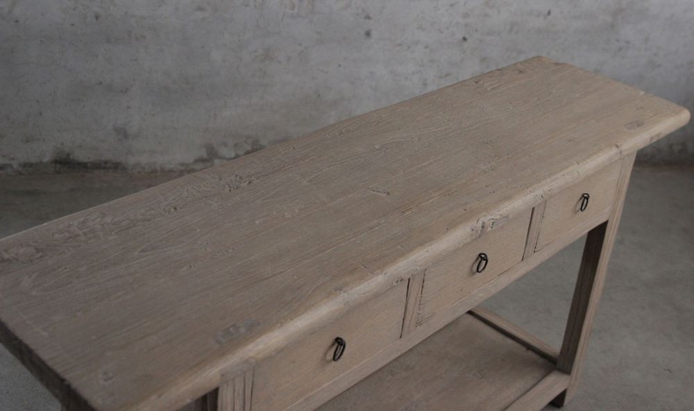 Tianjin Old Elm Wood Console with 3 Drawers Natural - FUR1391122