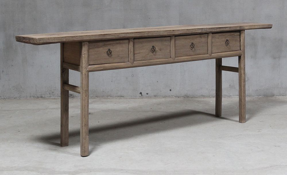 Henan Elm Wood Table With Drawer Natural - FUR1621023