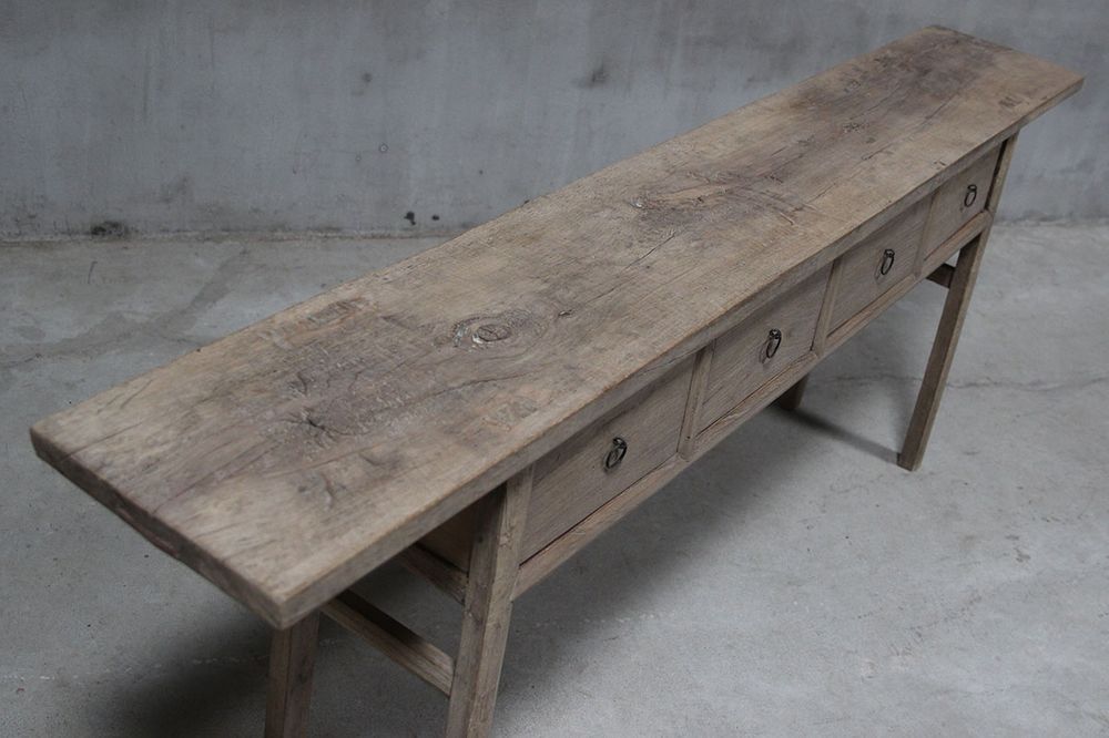 Henan Elm Wood Table With Drawer Natural - FUR1621023